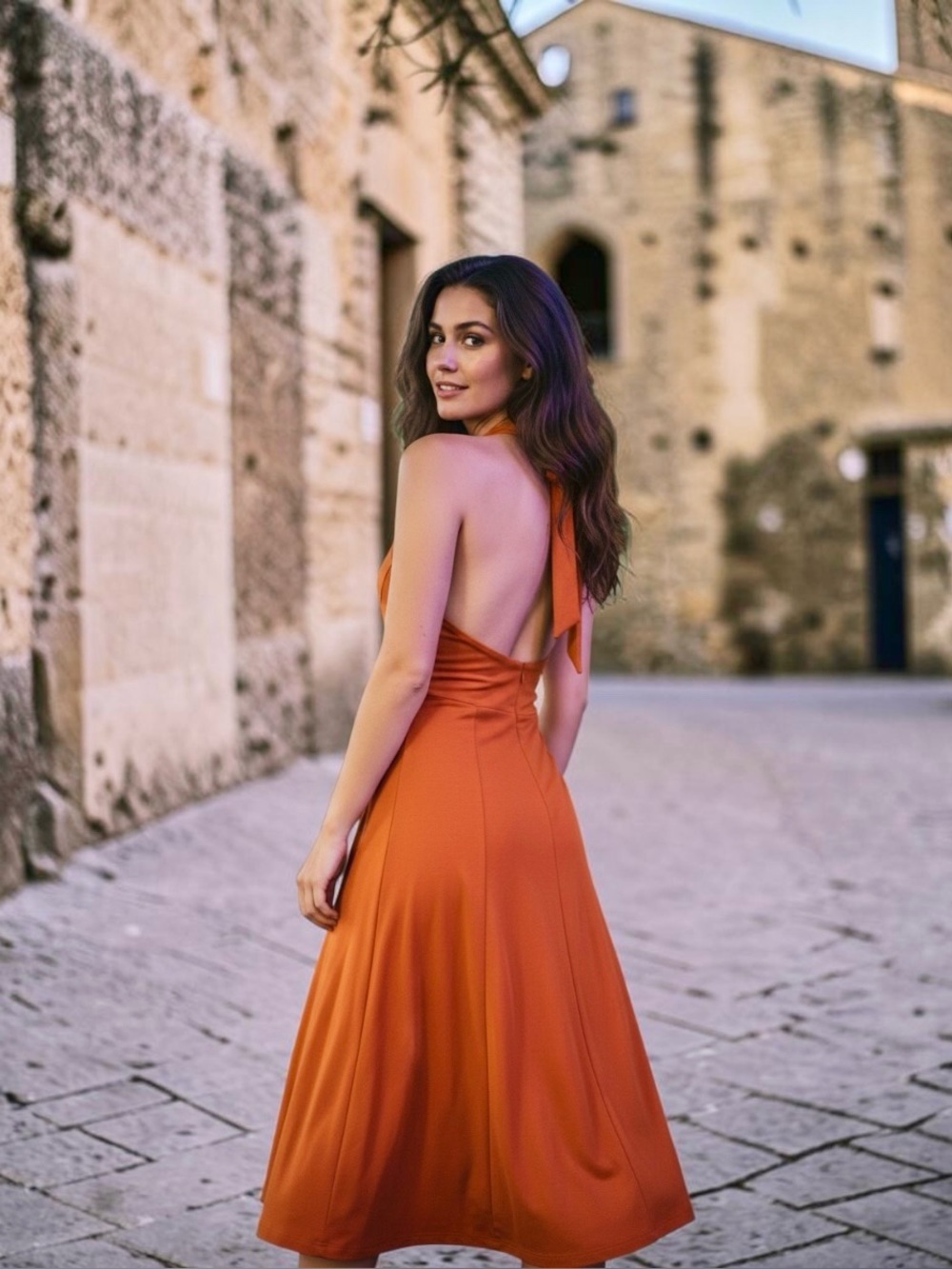 Backless Halter Midi Dress Size Medium